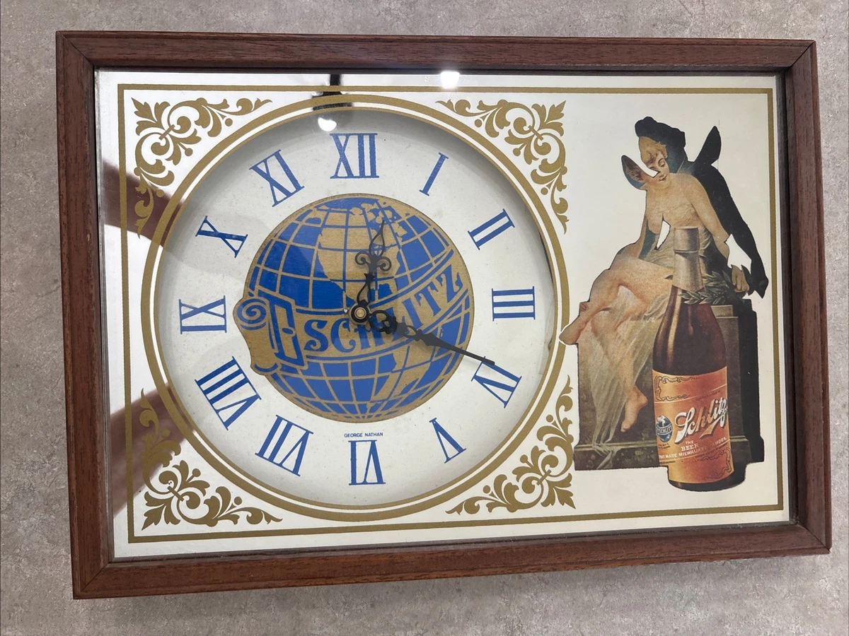 Vintage Beer Sign Clock In Collectible Schlitz Signs & Tins for