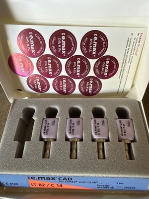 IPS e.max CAD CEREC Ivoclar LT Block, Shade B2 Size C14, Package of 4 blocks