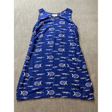 Club Mystique Blue White Fish Print Rayon Sle...
