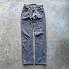 Vintage 90s Levis 501 Jeans Mens Button Fly Charcoal Black Faded USA 30x34