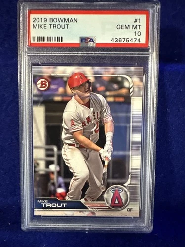 2019 Bowman #1 Mike Trout Beautiful Mint PSA 10 Baseball Card Los Angeles Angels