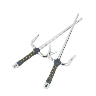 Superdo Octagon Metal Martial Arts Sai Multi Size（Black and 15'', Silver