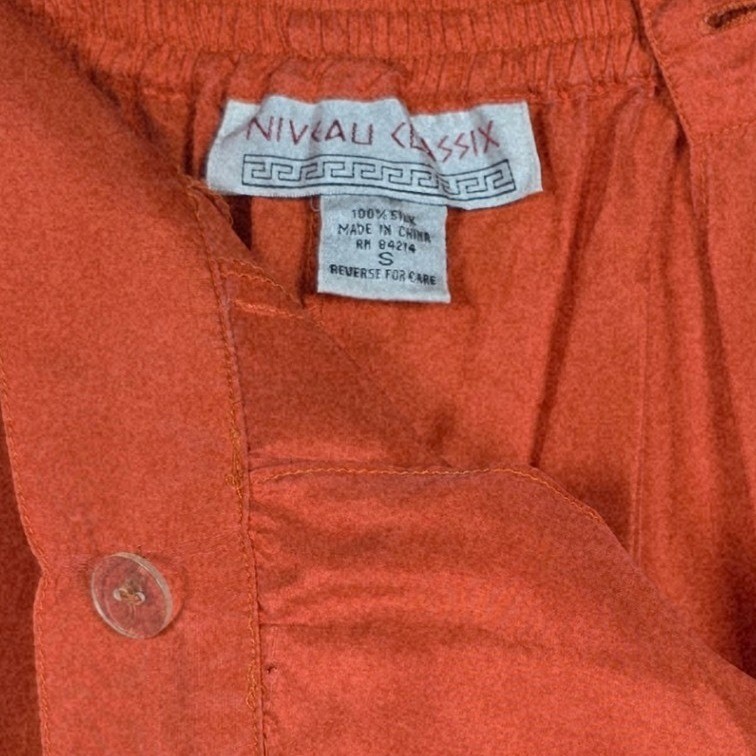Vintage Niveau Classix 100% Silk Tank Top (L) Shorts (S) Set Orange Women