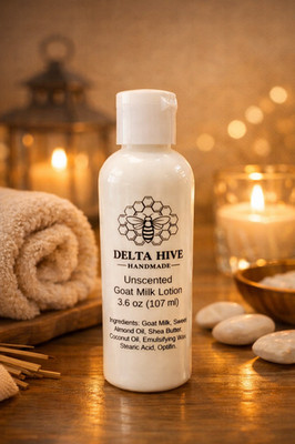 Delta Hive Creamy Moisturizing Goat Milk Lotion   Unscented Scented 3.6 oz