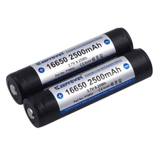 Protected 16650 Rechargeable Li-ion Battery P1665J 3.7V 2500mAh (2 Pack)