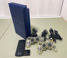SONY PlayStation2 SCPH-37000 Ocean Blue Console Tested w/ Two Controller, Cable