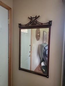 Civil War/American Indian Mirror. 41 24" X 41" . Lyre/arrow crest. Mahogany 