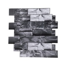 5Pcs 10.6"x10.6" Peel and Stick Backsplash Stone Tile Sticker, Black White Gray