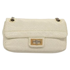 Chanel Drill Flap Bag Perforated Leather White Leather Shoulder Bag Bag