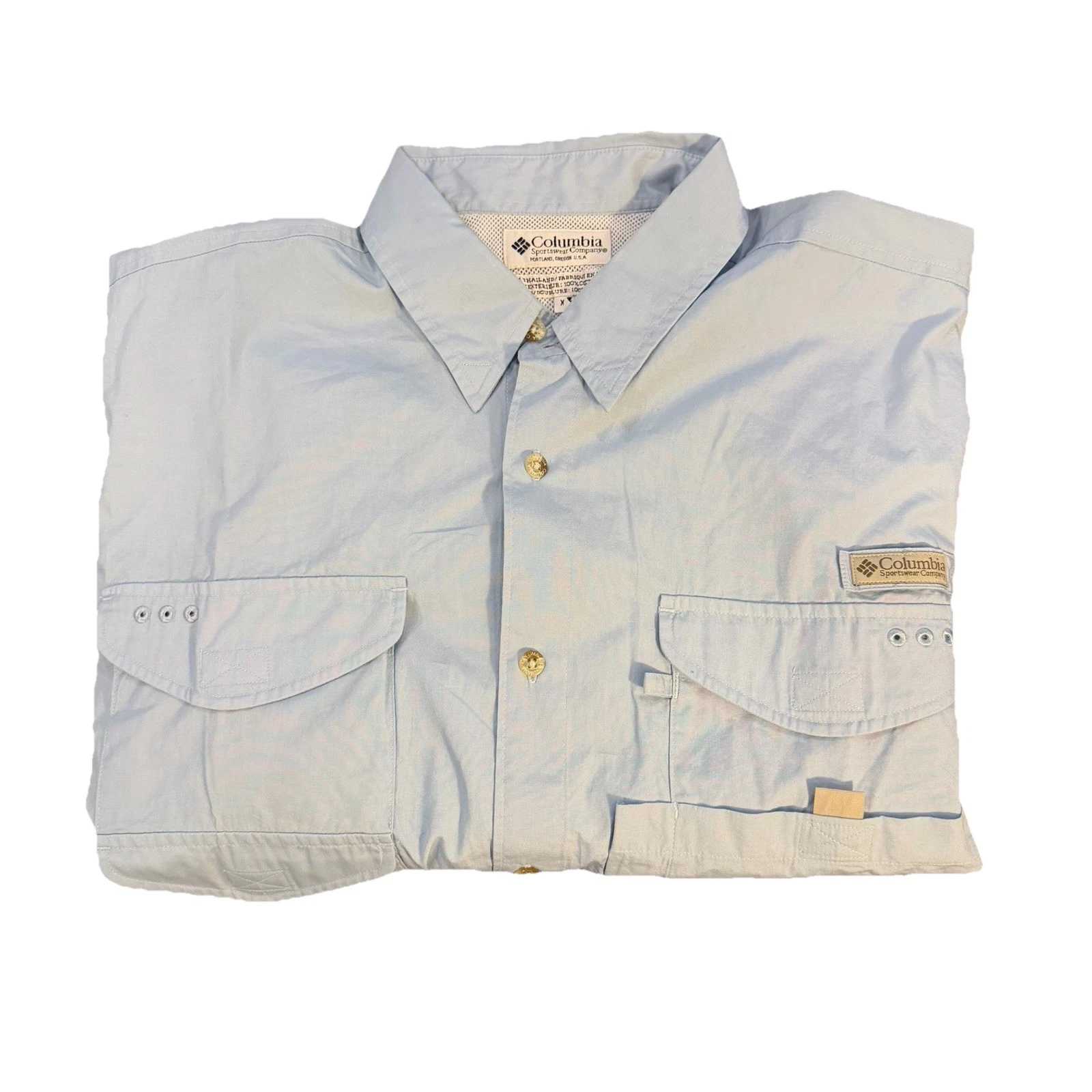 Columbia PFG Fishing Shirt Mens Size XL Vented Outdoors Light Blue Activewear