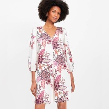 Loft Garden Pleated V-Neck Swing Dress, Small