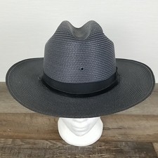 Stratton Self Forming Pinch Front Sheriff/ Trooper Hat, Straw, Gray 7 w/ Strap