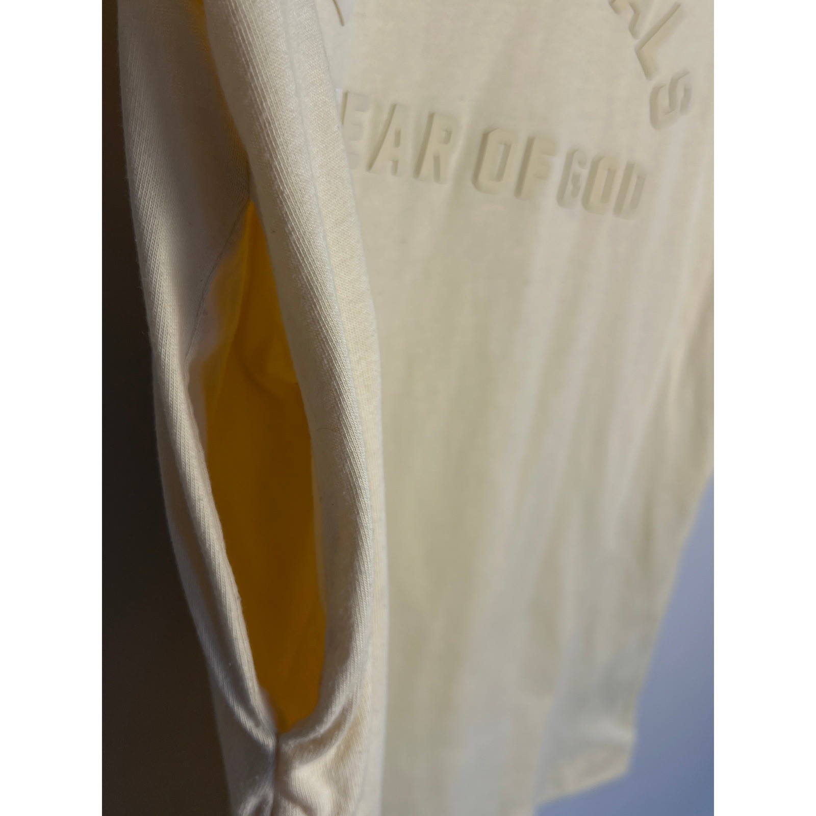 Fear of God Essentials Embossed Logo Pocket T-Shirt Cream Light Yellow thumbnail 5