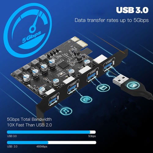 USB Type A Expansion Card 4-Port Adapter Card High-Speed Desktop Computer4969 - Afbeelding 6 van 6