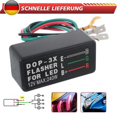 LED Blinkrelais 12V 3-Polig Lastunabhängig Auto Motorrad Blinkgeber - Universal