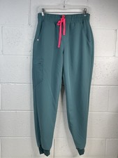 FIGS Zamora Jogger Scrub Pants Womens S Teal Blue Green Pink Drawstring Cargo