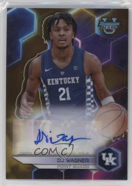 2023-24 Bowman U Best of Gold Refractor 38/50 DJ Wagner #B23-DW Auto sq3