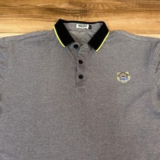Kenzo Paris Tiger Crest Polo Shirt Mens Large Contrast Collar Embroidered Logo