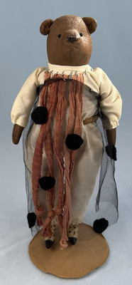Vintage Jane Cather Primitive Style Cloth Folk Bear Artist Doll 8.5''