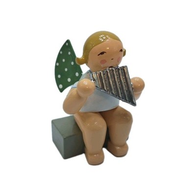Wendt & Kühn Engel mit Panflöte sitzend blond 650/27a Orchesterengel Rarität NEU