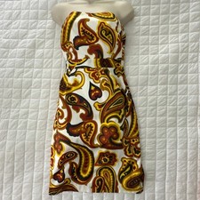 Banana Republic Factory Dress Womens 2 Brown Paisley Satin Mini Boho Cocktail