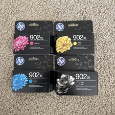 4 Pack HP 902XL Ink Set Black Color Cyan Magenta Yellow Box 902 XL EXP 2027-2028