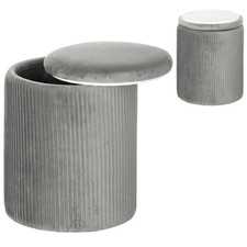 HOMCOM Round Storage Ottoman with Removable Top, Grey