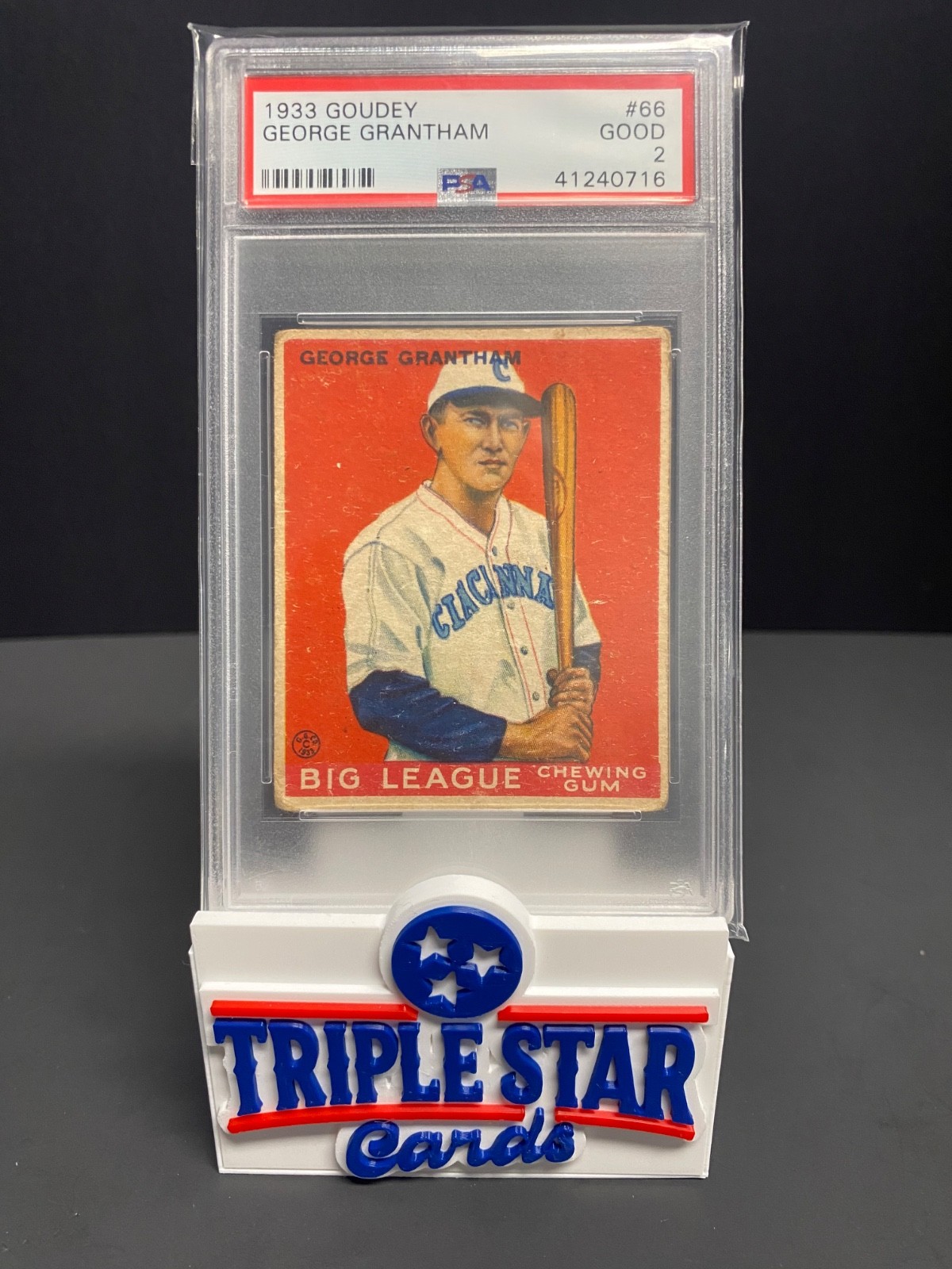 1933 Goudey #66 George Grantham PSA 2 RC view 1
