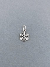 .925 Sterling Silver Small Snowflake Charm Pendant 11mm Winter Holiday Jewelry