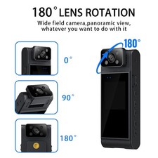 ⁺Body Worn Camera 4K 180 Degree Rotatable Lens HD 1.54in Screen Magnetic Back