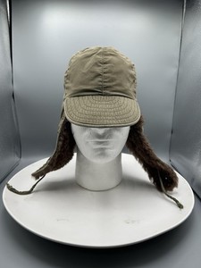 Vintage Hat Trapper Mens 7 1/4 Green Cap Field Pile 50s Army Alpaca Military