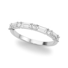 Luxury! DE/VS 1.00 Ct Lab Grown Baguette Diamond Half Eternity Ring in Platinum