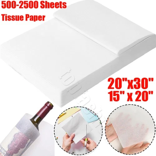 500 Sheets 14"x20" 20"x 30" White Wrapping Tissue Paper Bulk for Gift Bags WHITE