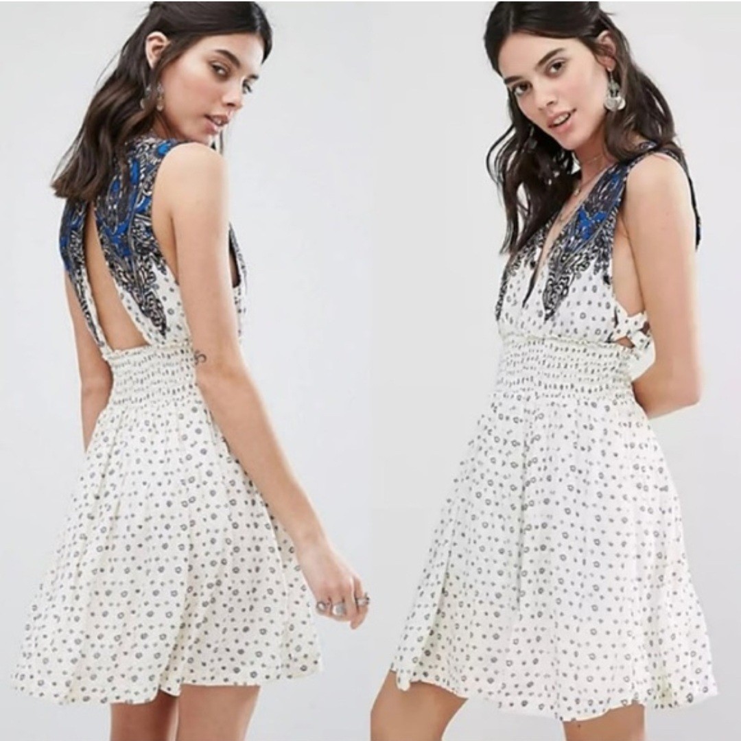 Free People Walking Through Dreams mini dress  Open Back Size Small