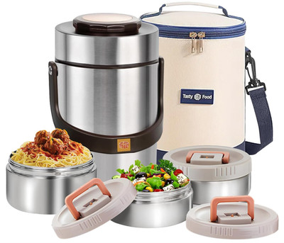Termo Comida 67oz 3 Niveles con Bolsa Térmica Acero Inoxidable