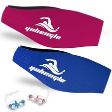 Swimming Headband for Adults - 2 Pairs Waterproof Ear Plugs Adjustable Swim ...
