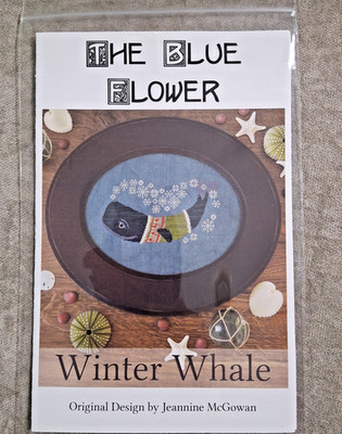 Blue Flower WINTER WHALE counted cross stitch chart