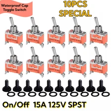 10x Waterproof Heavy Duty Toggle Switch ON/OFF 2 Terminal Car Boat SPST 15A 250V