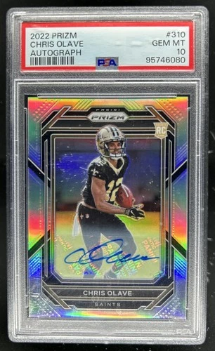 2022 Panini Prizm Chris Olave Auto RC Silver Rookie #310 Saints PSA 10 GEM MINT