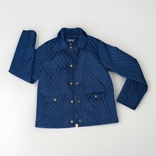 Lands' End Kids Quilted Jacket Navy Girls Size Medium 10-12