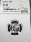 1949 S 10c ROOSEVELT DIME NGC MS 65 8153