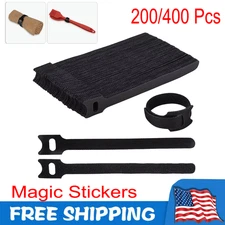 LOT Cable Straps Wire Cord Hook Loop Ties Reusable Fastening Organizer Laptop US