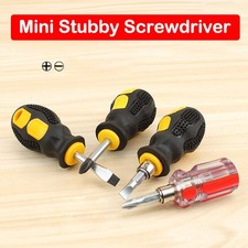 2x  MINI STUBBY SCREWDRIVER FLAT SLOTTED PHILLIPS POZI HEAD SCREWDRIVERS 4 TYPES