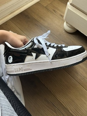 A Bathing Ape Bapesta Low Top Lace-Up Sneaker Black/White Colorblock Baby Milo