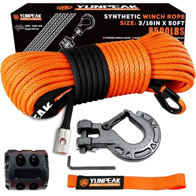 #ad Synthetic Winch Rope Kit 3 16quot; x50 ft 8500LBS Winch Cable Replace Kit with ... $43.67