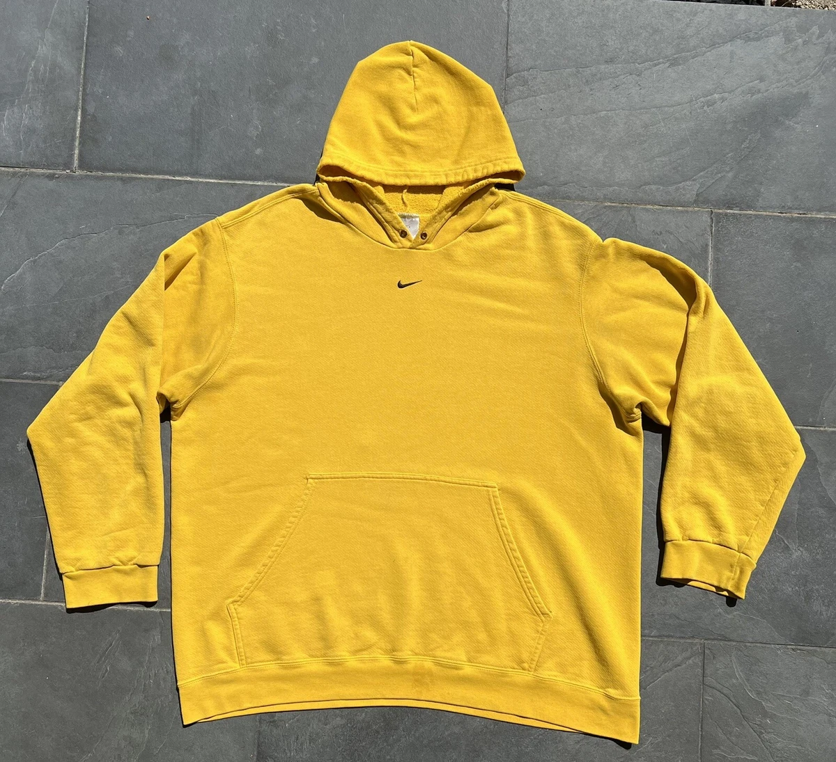 Vintage 90s 00s Nike Center Swoosh Yellow Pullover Hoodie Travis Scott XL