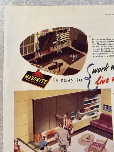 Masonite The Wonder Board 1950's Original Vintage Retro Print Ad - Picture 4 of 5