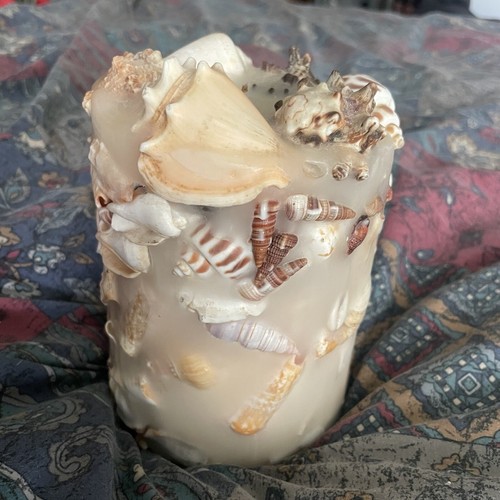Permanent Decorative Candle Pillar Embedded Seashells Turns Into Candle Holder - Picture 4 of 10
