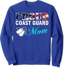 Vintage Proud Coast Guard Mom With American Flag Gif Unisex Crewneck Sweatshirt