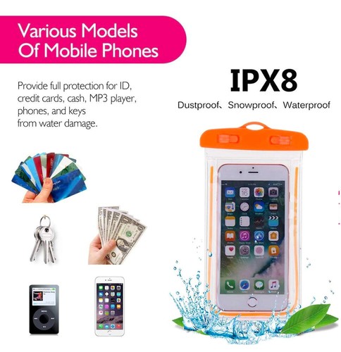 NUEVO BRILLO LUMINOSO IMPERMEABLE Estuche Subacuático Bolsa Teléfono Móvil Seco - Imagen 12 de 21